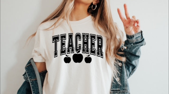 TEACHER 3 APPLES (ADD TRANSFER TO SHIRT PURCHASE!!)